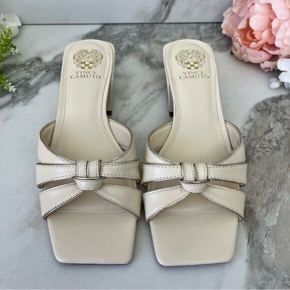 VINCE CAMUTO Selaries Leather Slide Sandal in Warm Vanilla 9.5 NEW - Picture 7 of 16